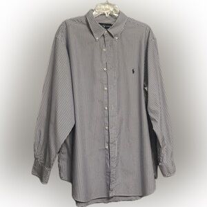 Ralph Lauren Blue and White Striped Button Down “Classic Fit” Shirt - Size 18